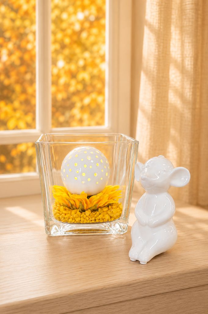 Dekoset Glas Alone mit Lichtkugel Padova + Maus Topo
