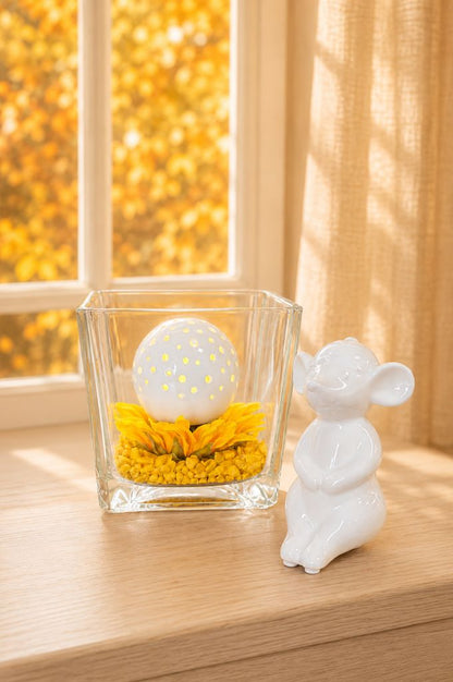 Dekoset Glas Alone mit Lichtkugel Padova + Maus Topo