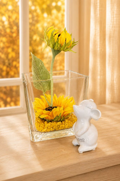 Dekoset Glas Alone mit Maus Topo + Sonnenblume