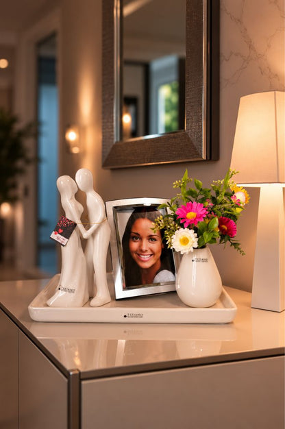 Dekoset Sendina mit Paar Amorino, Vase Rosalia und Rahmen