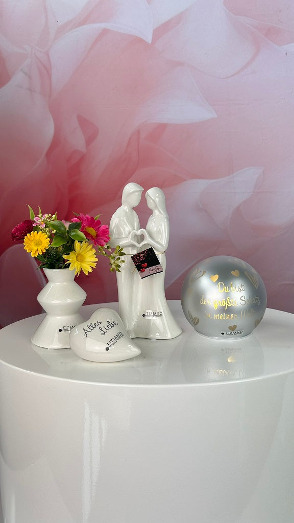Dekoset Paar Cuori mit LED Kugel Roviano