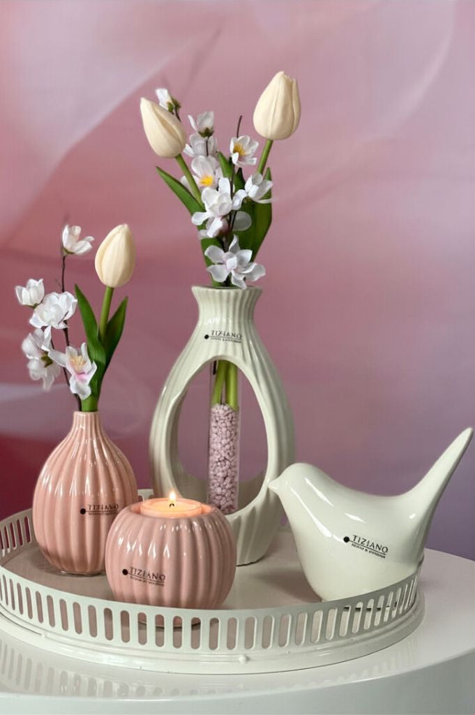 Dekoset Vase Prisma mit Glas und Alfredo