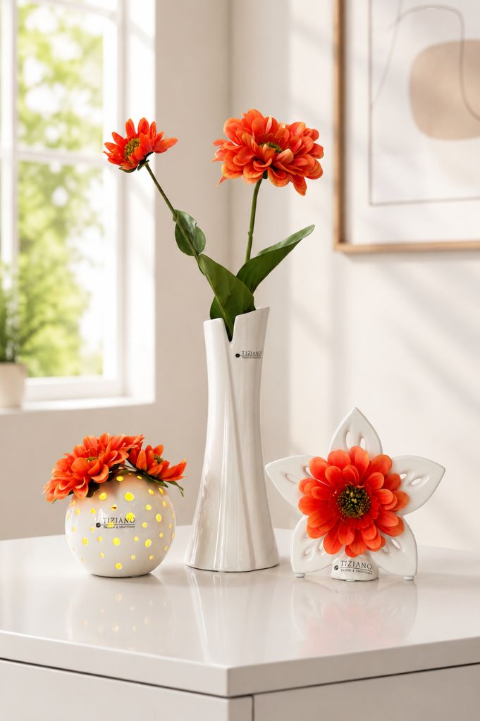 Dekoset Vase Mondavio mit Padova und Elara orange