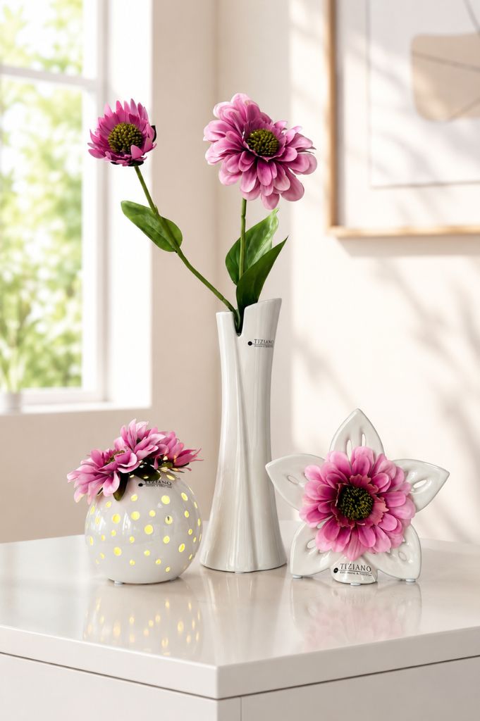 Dekoset Vase Mondavio mit Padova und Elara rosa
