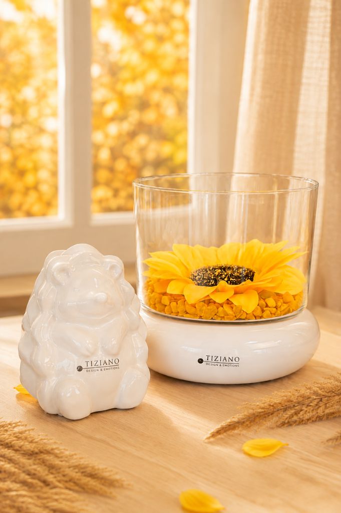 Dekoset Windlicht Forlie mit Sonnenblume + Igel Max