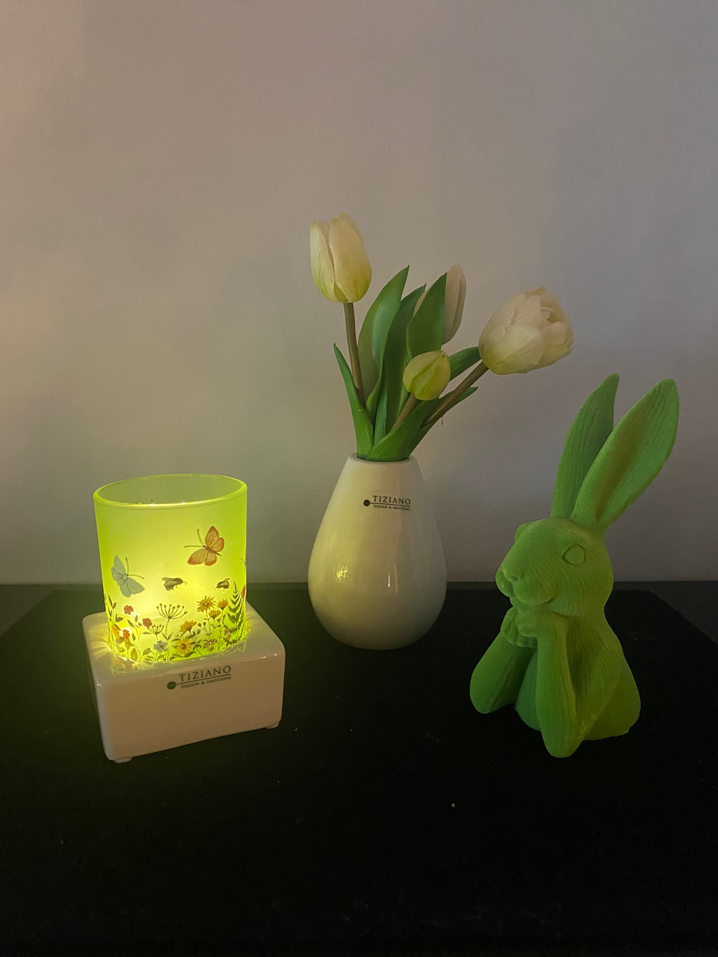 Dekoset Hase grün mit Vase Rosalia