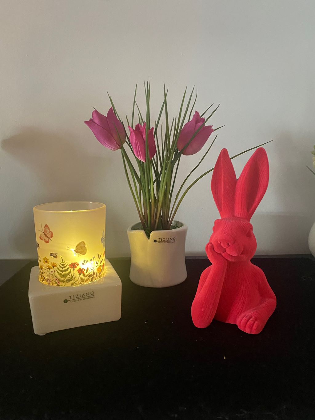 Dekoset Hase rot mit Windlicht Schmetterling auf Mantova