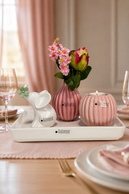 Dekoset Sendina mit Vase und Teelicht Prisma und Leon grün