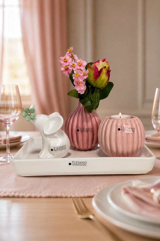 Dekoset Sendina mit Vase und Teelicht Prisma und Leon grün