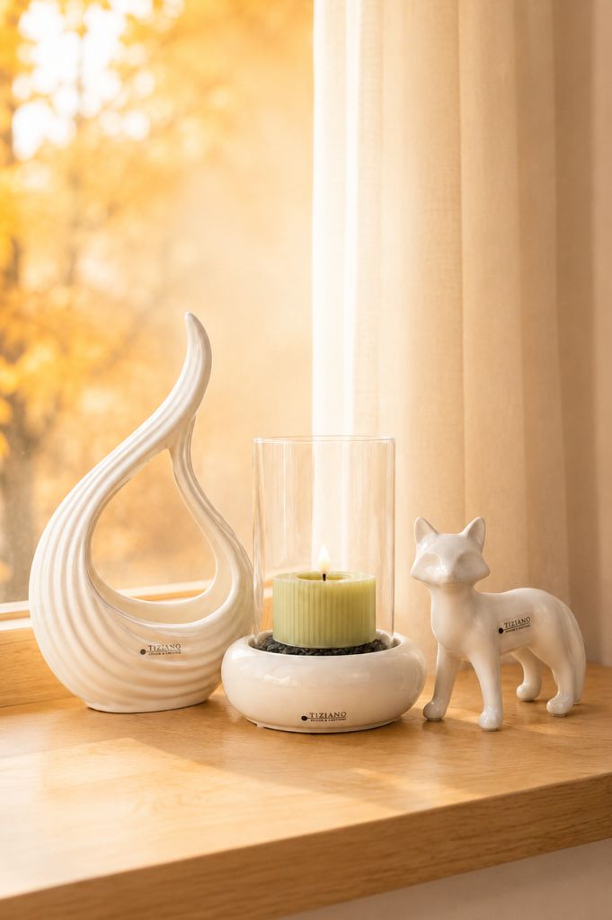 Dekoset Dekoset Vase Prisma mit Fuchs Marco+LED Kerze