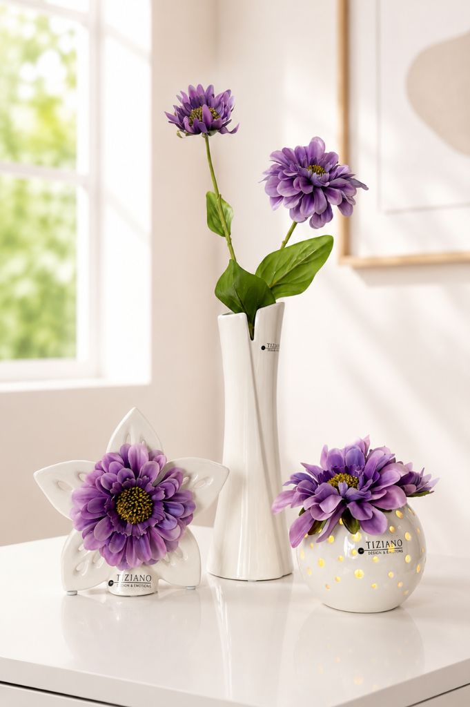 Dekoset Vase Mondavio mit Padova und Elara lila