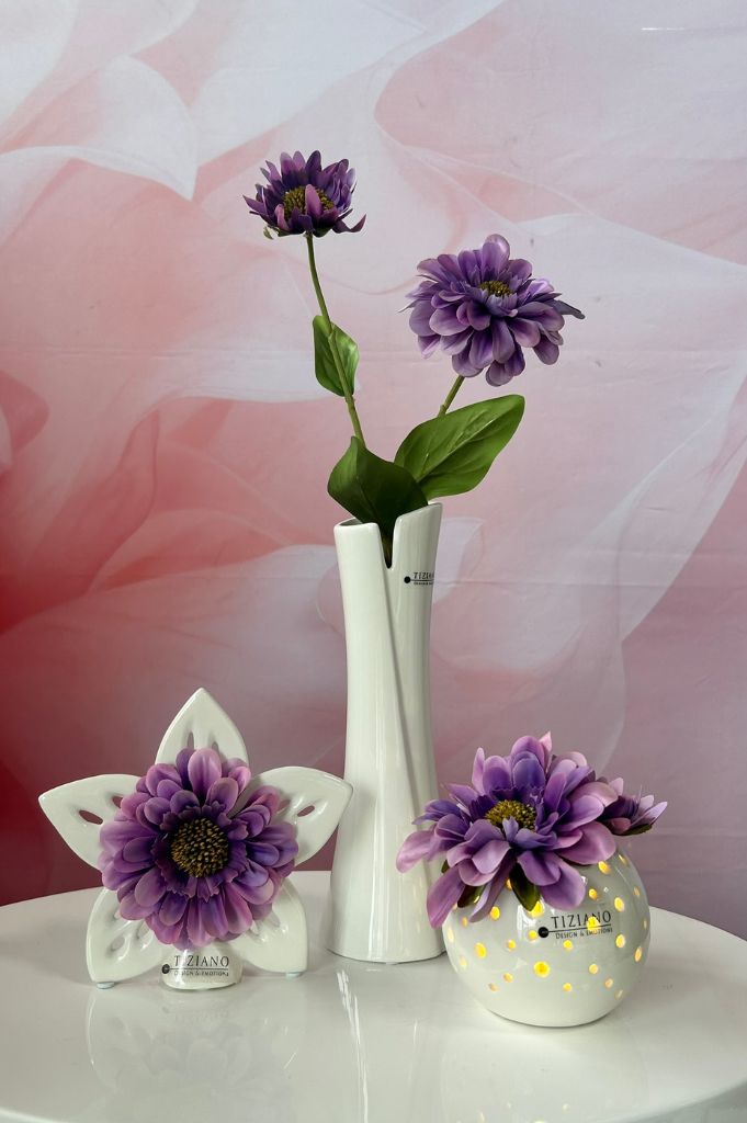 Dekoset Vase Mondavio mit Padova und Elara lila