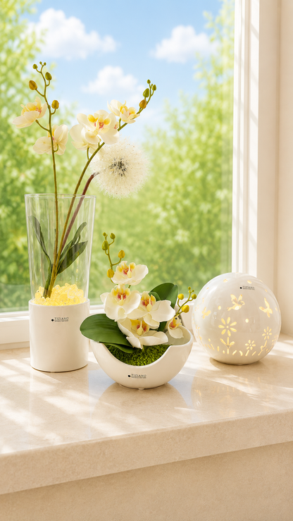Dekoset Windlicht Laterna+Schale Piceno+LED Polline