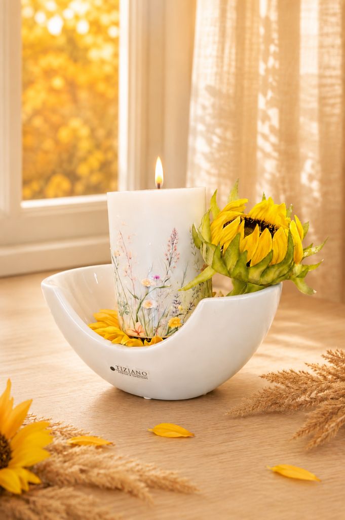 Dekoset Schale Piceno mit LED Kerze Blumenwiese