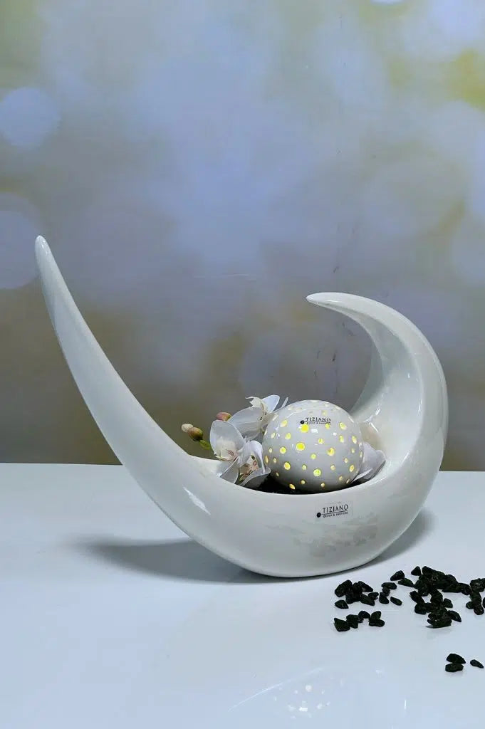 Dekoset Schale Loreno mit Led Kugel Padova und Orchidee