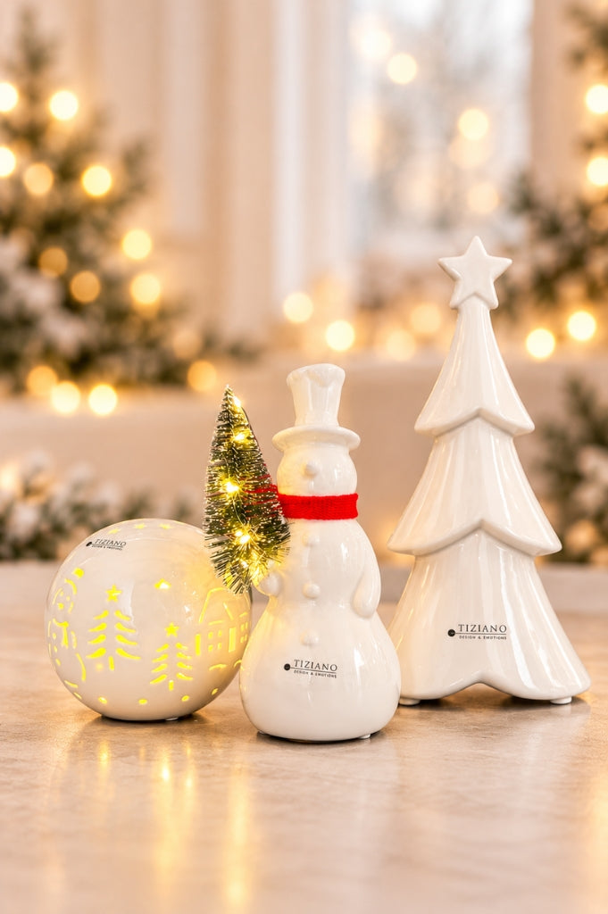Dekoset Schneemann Sören+Baum Cartore+Lichtkugel Rivello