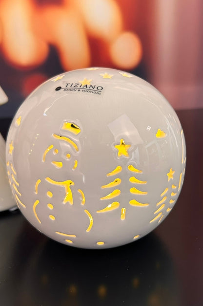 Dekoset Schneemann Sören+Baum Cartore+Lichtkugel Rivello