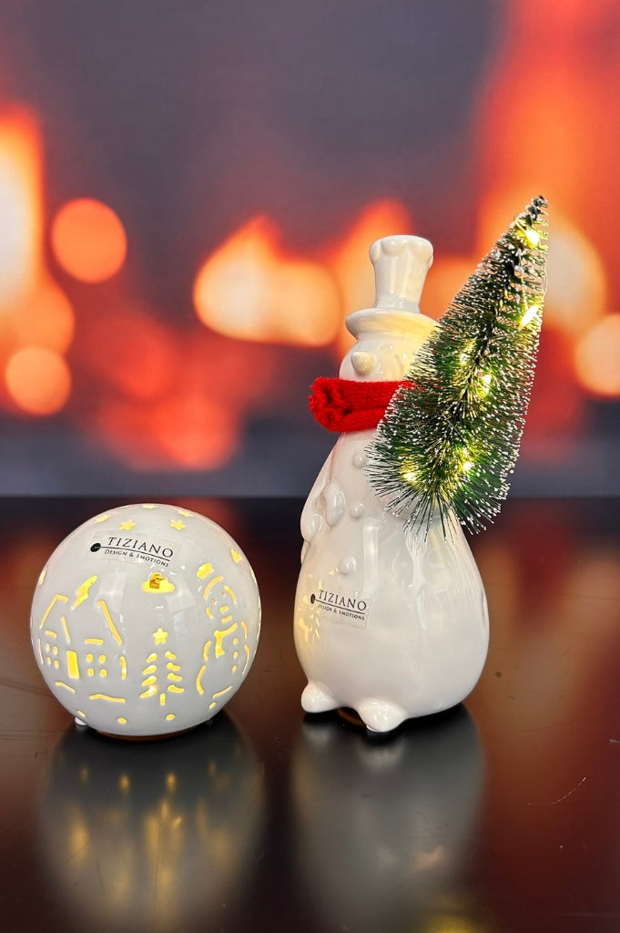 Dekoset Schneemann Sören+Lichtkugel Rivello Schnee