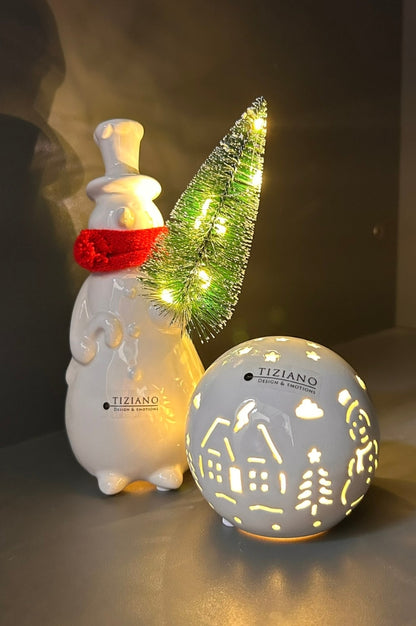 Dekoset Schneemann Sören+Lichtkugel Rivello Schnee