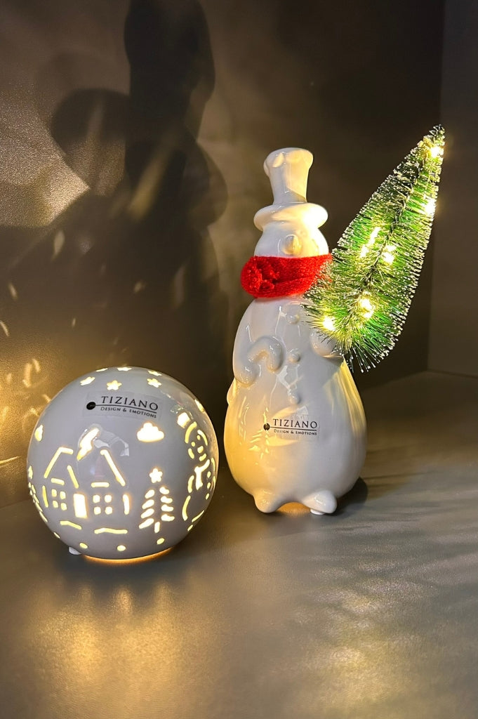 Dekoset Schneemann Sören+Lichtkugel Rivello Schnee