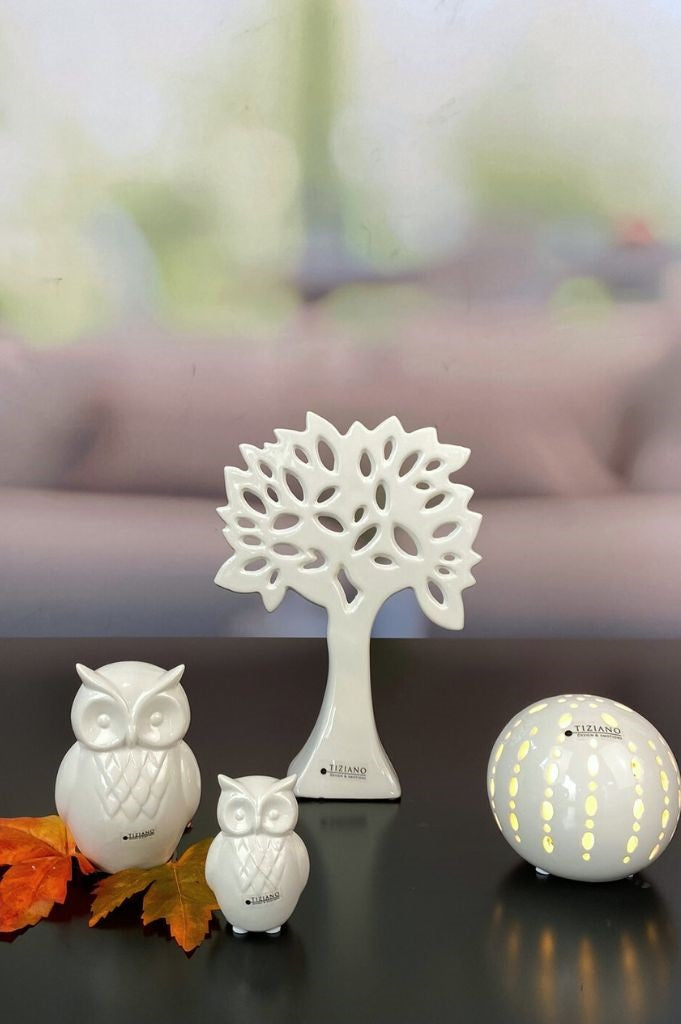 Dekoset Eule Aurelia+Lichtkugel Burano+Baum Gavello