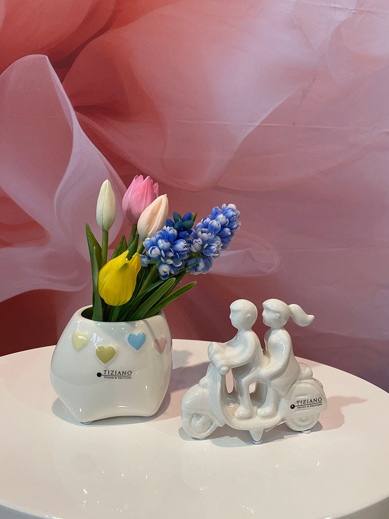 Dekoset Paar Amanti auf Vespa mit Kübel Nerola