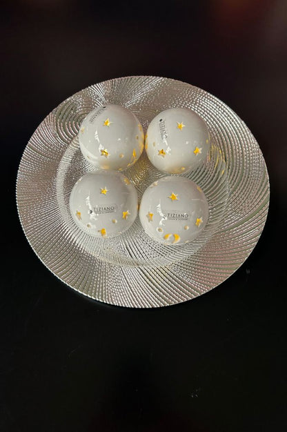 Dekoteller Wave silber von oben