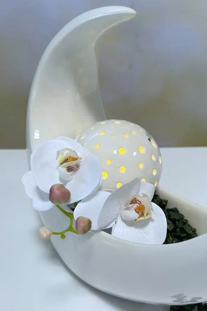 Dekoset Schale Loreno mit Led Kugel Padova und Orchidee