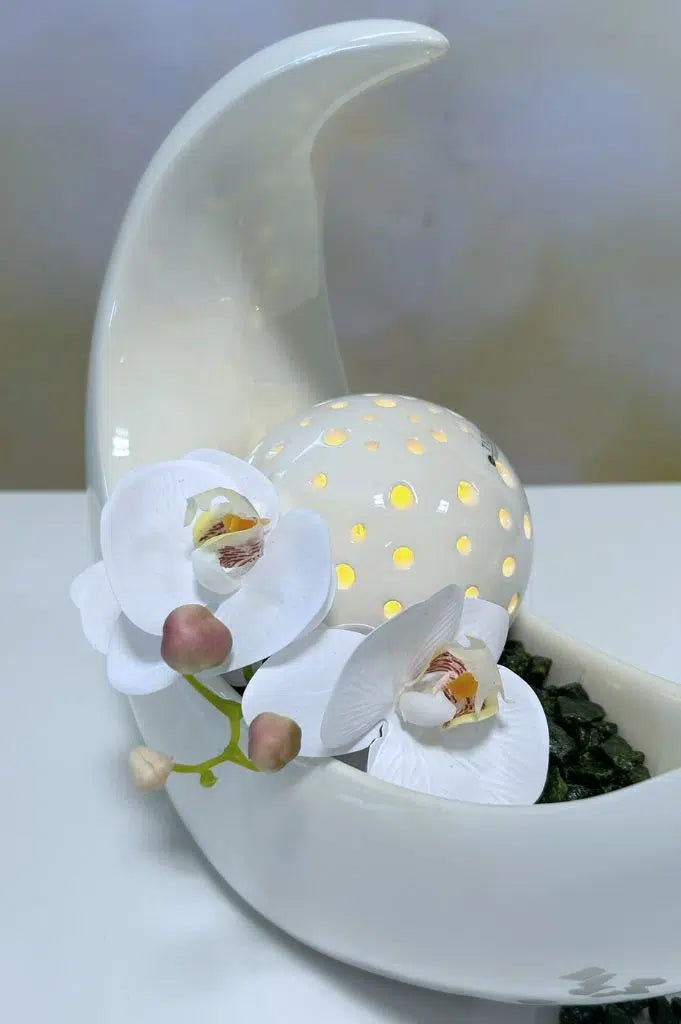 Dekoset Schale Loreno mit Led Kugel Padova und Orchidee