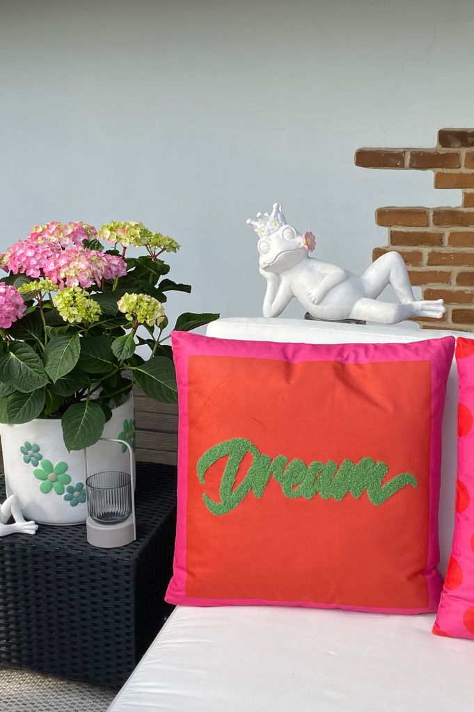 Deko Samtkissen beflockt 45cm  mit Botschaft Dream