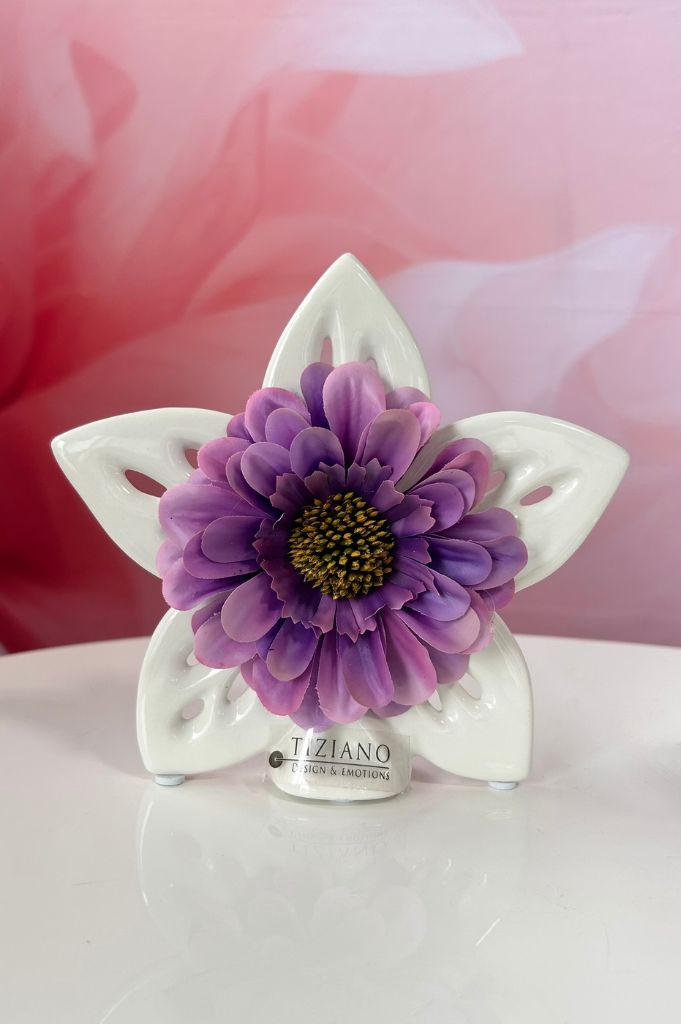 Dekoset Blume Elara creme-weiß 17cm mit Zinnie