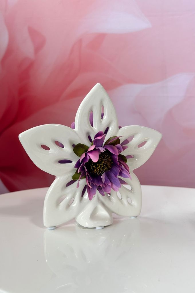 Dekoset Blume Elara creme-weiß 17cm mit Zinnie