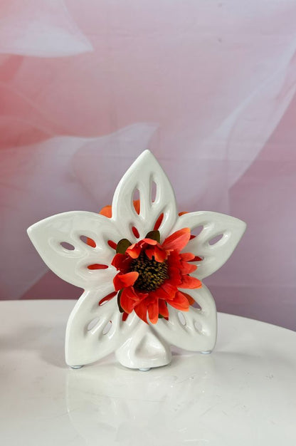 Dekoset Blume Elara creme-weiß 17cm mit Zinnie
