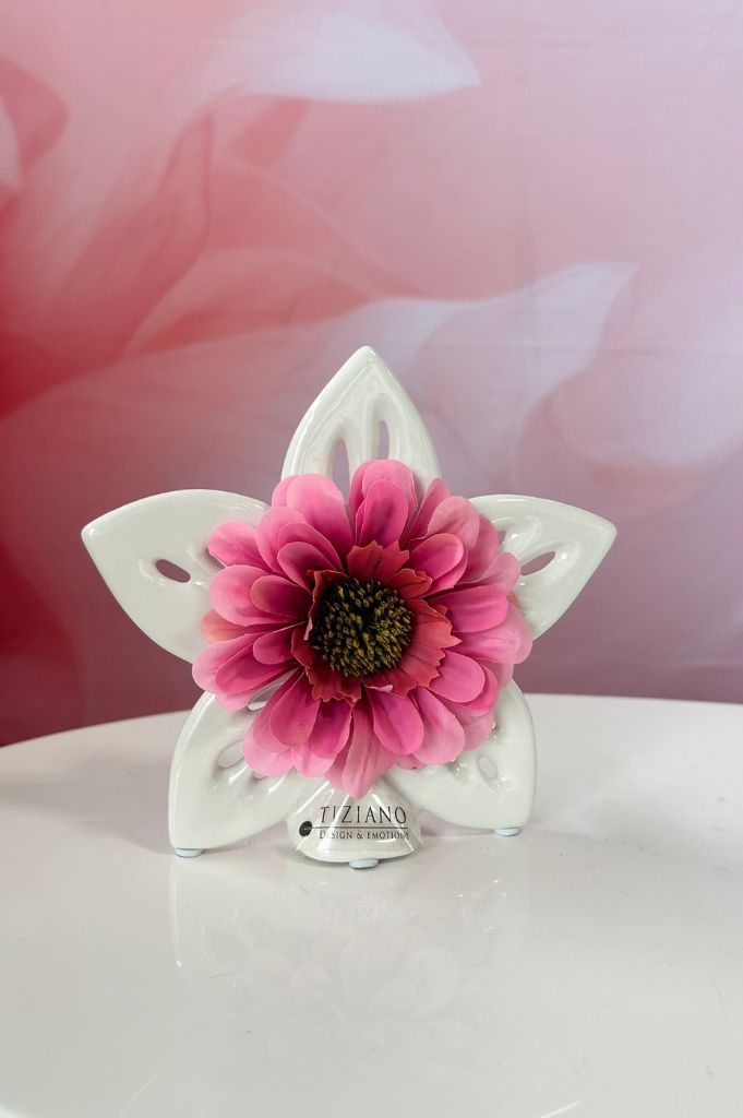 Dekoset Blume Elara creme-weiß 17cm mit Zinnie