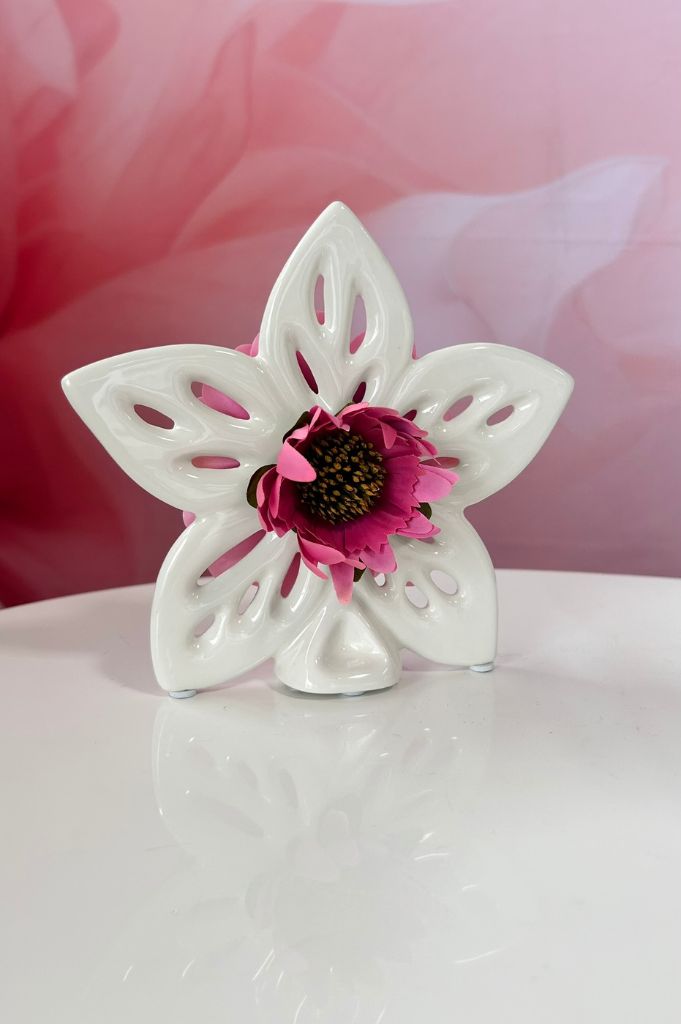 Dekoset Blume Elara creme-weiß 17cm mit Zinnie