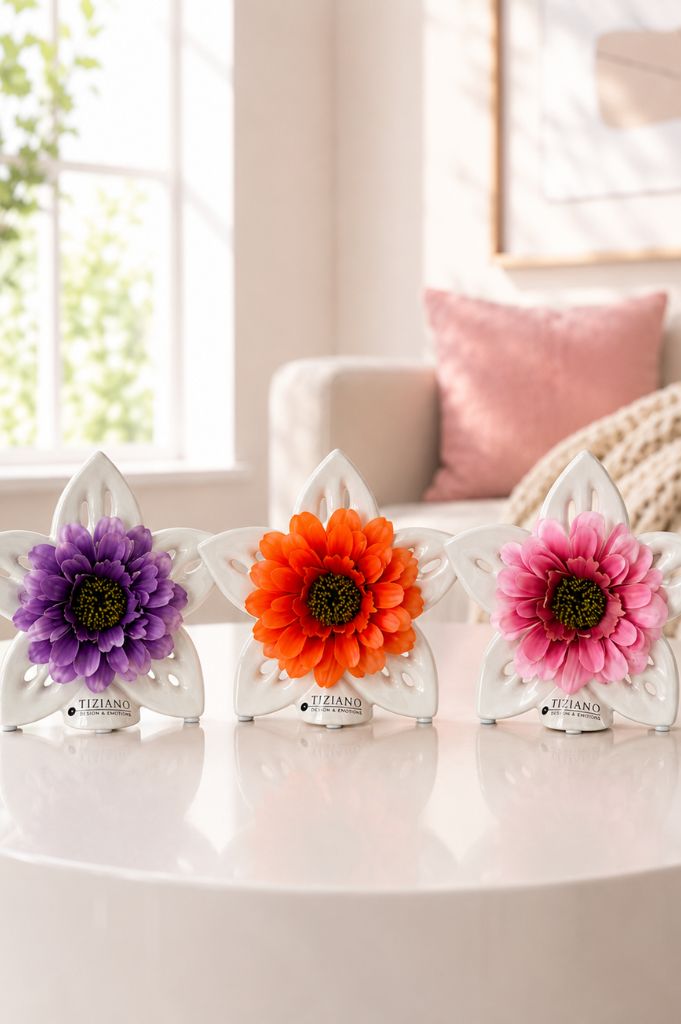 Dekoset Blume Elara creme-weiß 17cm mit Zinnie