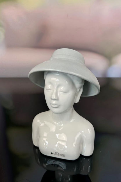 Deko Büste Lady Ella 20cm mit Hut grau ohne Halskette