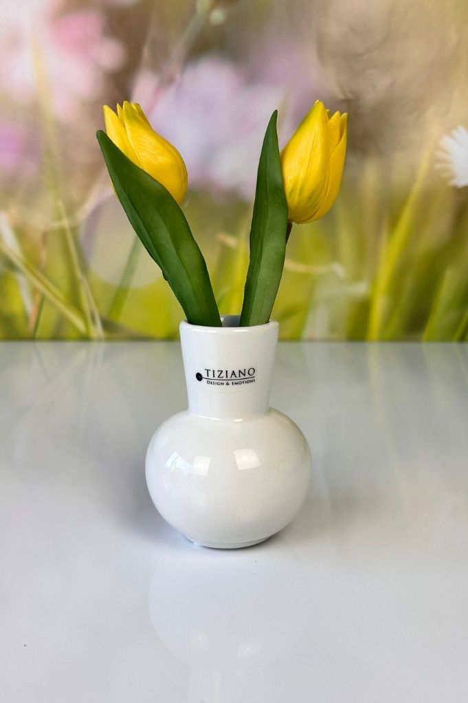 Tischvase Emporo creme-weiß