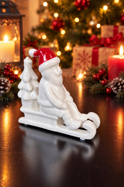 Deko Santa Enrico auf Schlitten 12cm creme-weiß