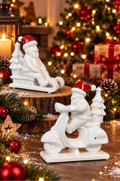 Deko Santa Enrico auf Schlitten 12cm creme-weiß