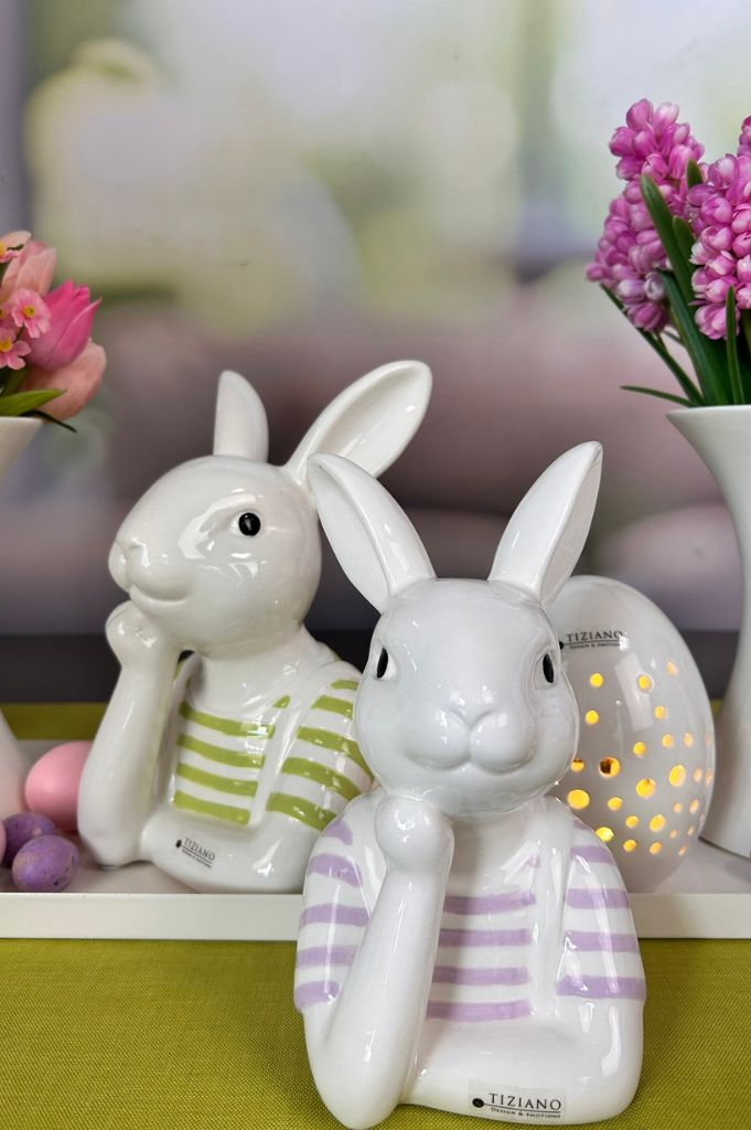 Büste Hase Enzo creme/lila & creme/grün