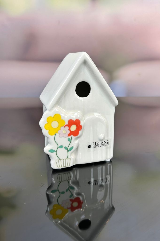 J5 Deko Gartenhaus Fano 13cm creme-weiß