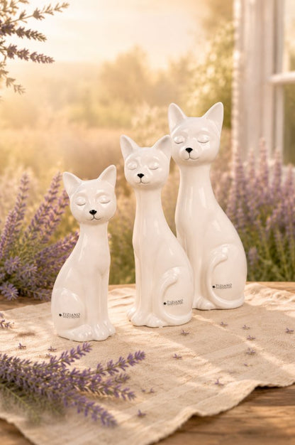 Deko Katze Felix creme-weiß