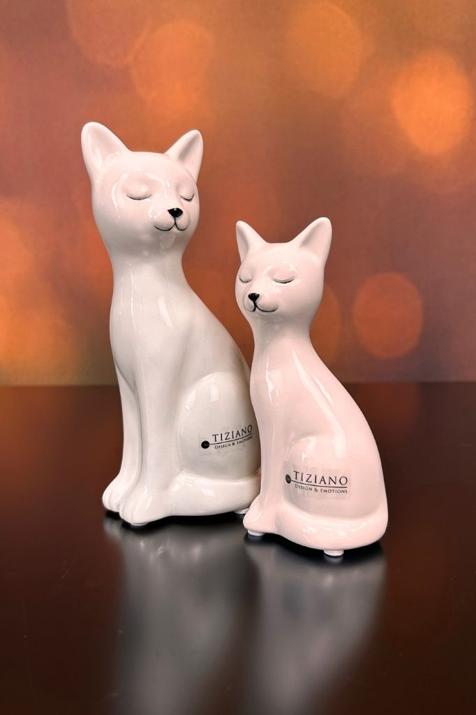 Deko Katze Felix creme-weiß