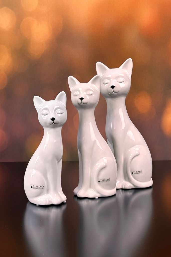 Deko Katze Felix creme-weiß
