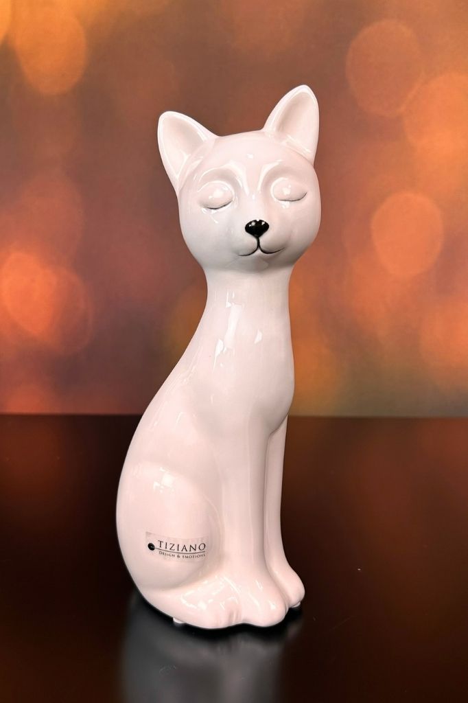 Deko Katze Felix creme-weiß
