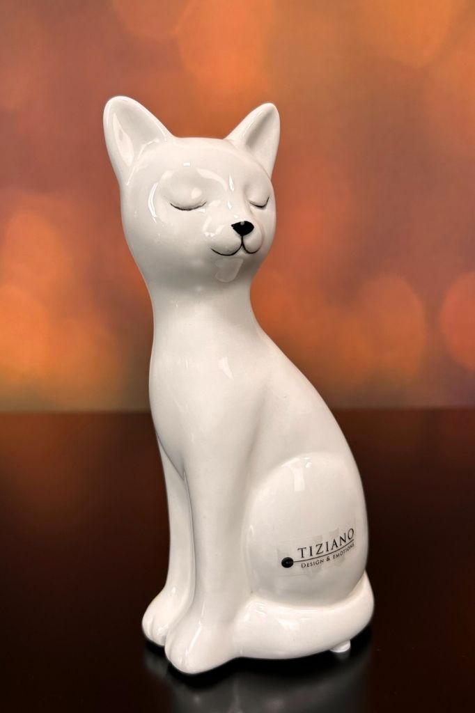 Deko Katze Felix creme-weiß