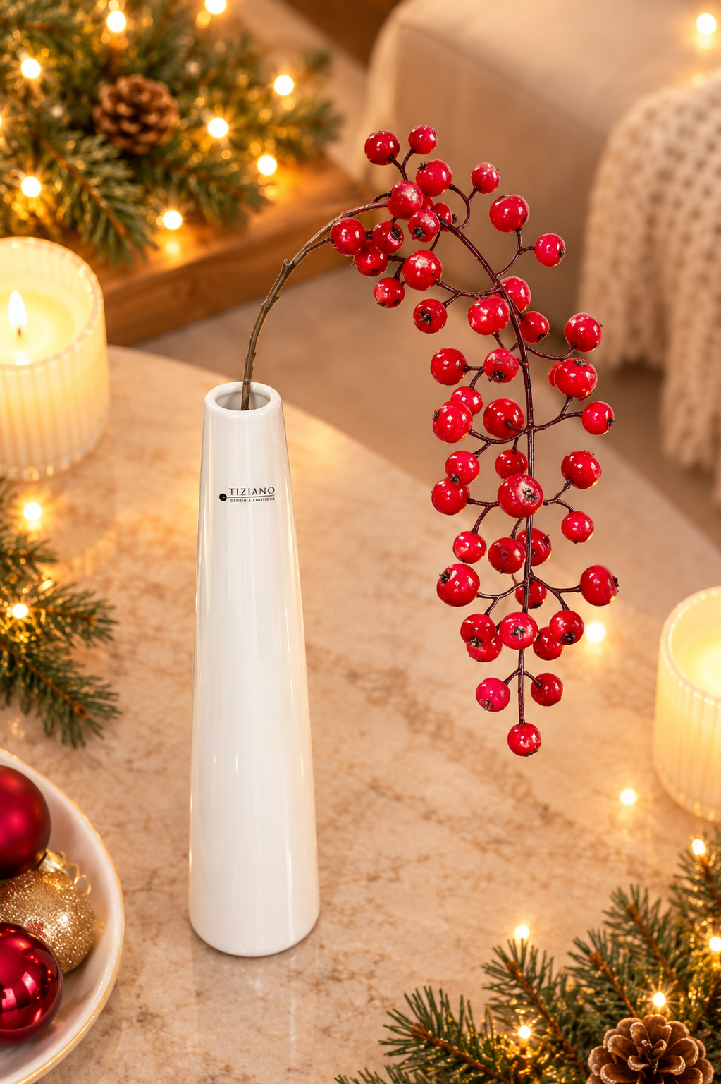 Deko Feuerdornzweig 81cm rot