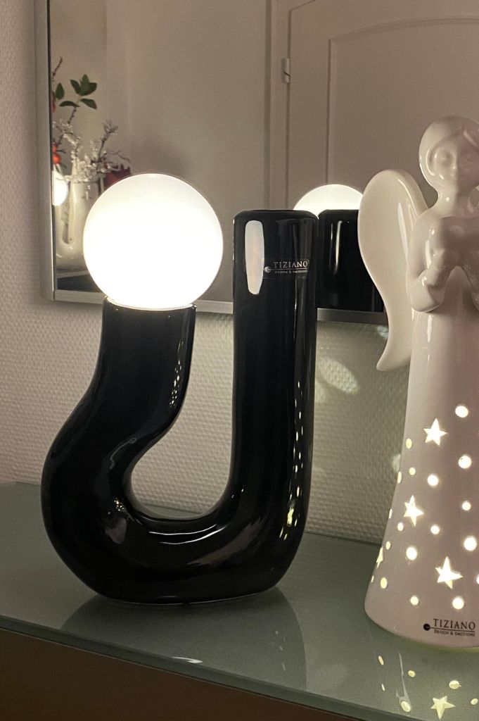 Lampe Firorello 30cm gewölbt mit LED Birne schwarz