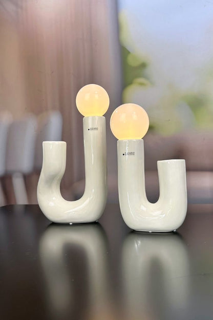 Lampe Fiorello 30cm gewölbt mit LED Birne creme-weiß